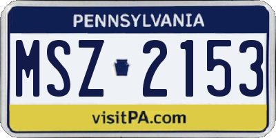 PA license plate MSZ2153