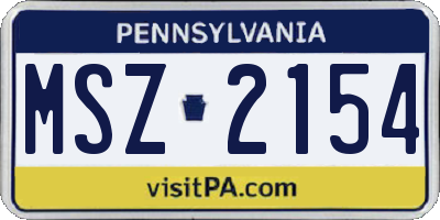 PA license plate MSZ2154
