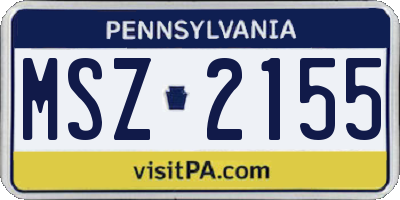 PA license plate MSZ2155
