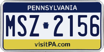 PA license plate MSZ2156