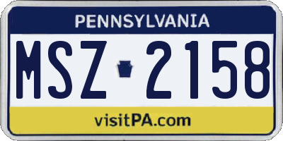 PA license plate MSZ2158