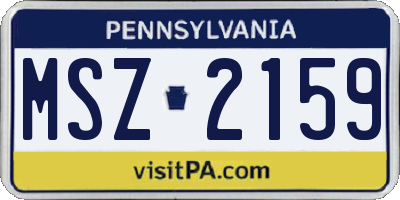 PA license plate MSZ2159