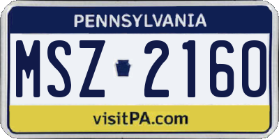 PA license plate MSZ2160