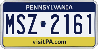 PA license plate MSZ2161