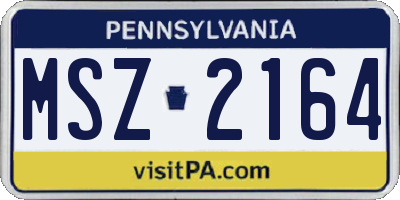 PA license plate MSZ2164