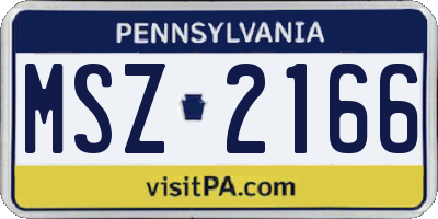PA license plate MSZ2166