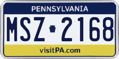 PA license plate MSZ2168