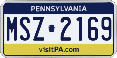 PA license plate MSZ2169