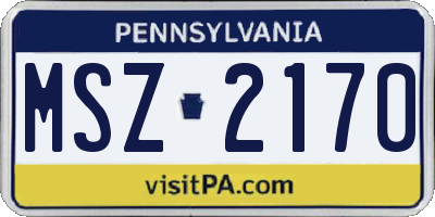 PA license plate MSZ2170
