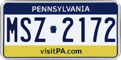 PA license plate MSZ2172