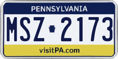 PA license plate MSZ2173