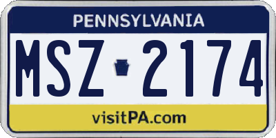 PA license plate MSZ2174