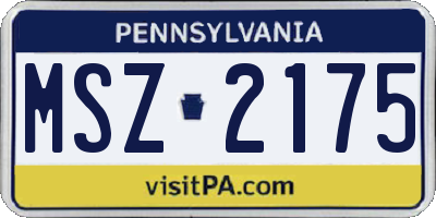 PA license plate MSZ2175