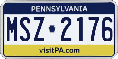 PA license plate MSZ2176