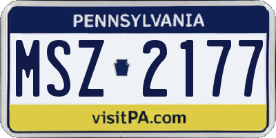 PA license plate MSZ2177