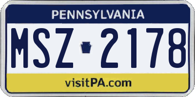 PA license plate MSZ2178