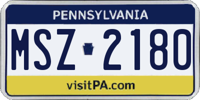 PA license plate MSZ2180
