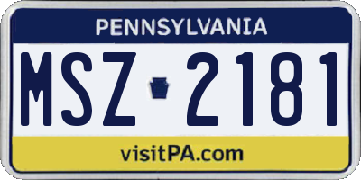 PA license plate MSZ2181