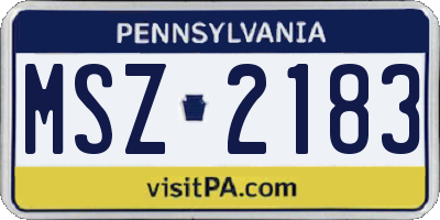 PA license plate MSZ2183