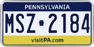 PA license plate MSZ2184