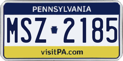 PA license plate MSZ2185