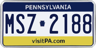 PA license plate MSZ2188