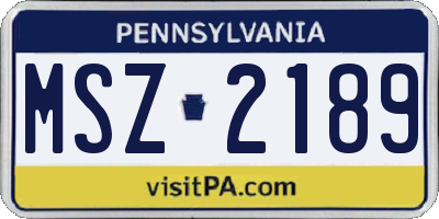 PA license plate MSZ2189
