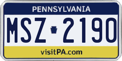PA license plate MSZ2190
