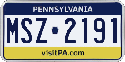 PA license plate MSZ2191