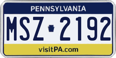PA license plate MSZ2192