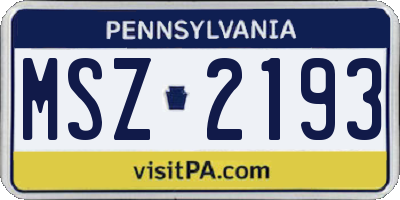 PA license plate MSZ2193