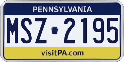 PA license plate MSZ2195