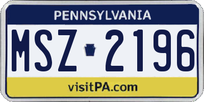PA license plate MSZ2196