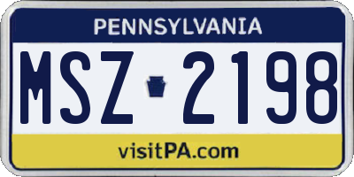 PA license plate MSZ2198