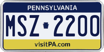 PA license plate MSZ2200