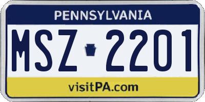PA license plate MSZ2201