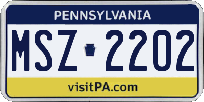 PA license plate MSZ2202