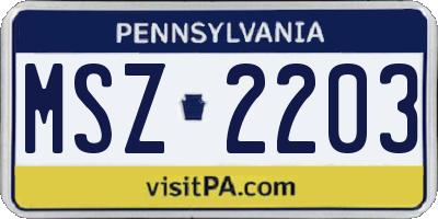 PA license plate MSZ2203