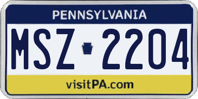 PA license plate MSZ2204