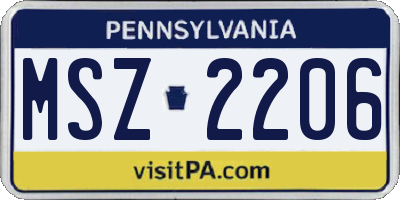 PA license plate MSZ2206