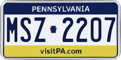 PA license plate MSZ2207