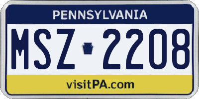PA license plate MSZ2208
