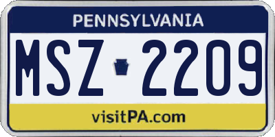 PA license plate MSZ2209