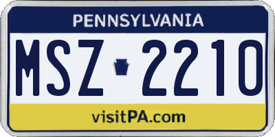 PA license plate MSZ2210