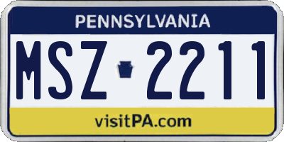 PA license plate MSZ2211