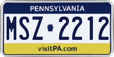 PA license plate MSZ2212