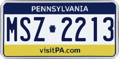 PA license plate MSZ2213