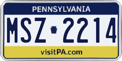 PA license plate MSZ2214