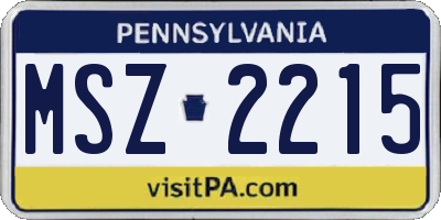 PA license plate MSZ2215