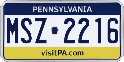 PA license plate MSZ2216